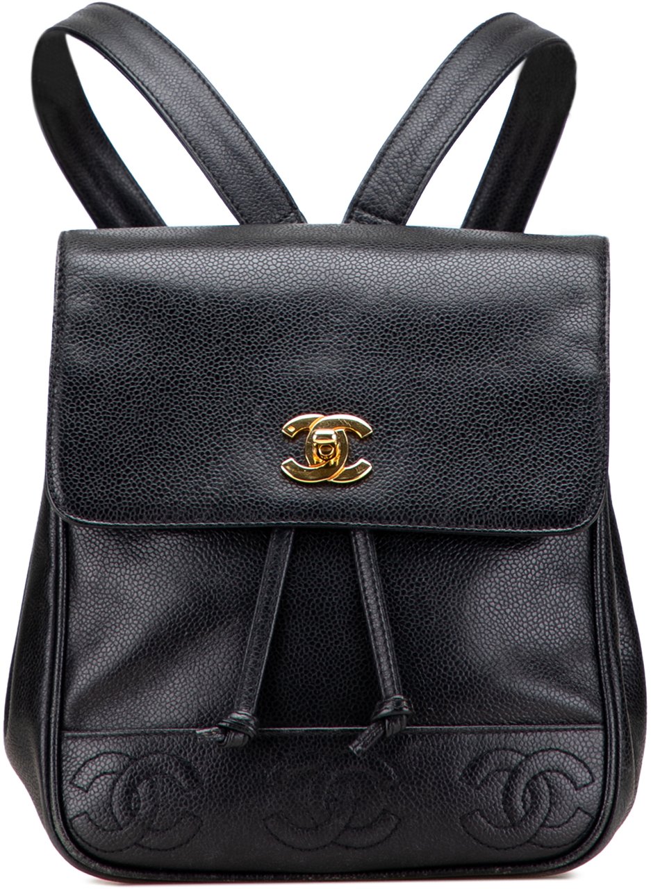 Chanel Caviar Triple CC Backpack Zwart