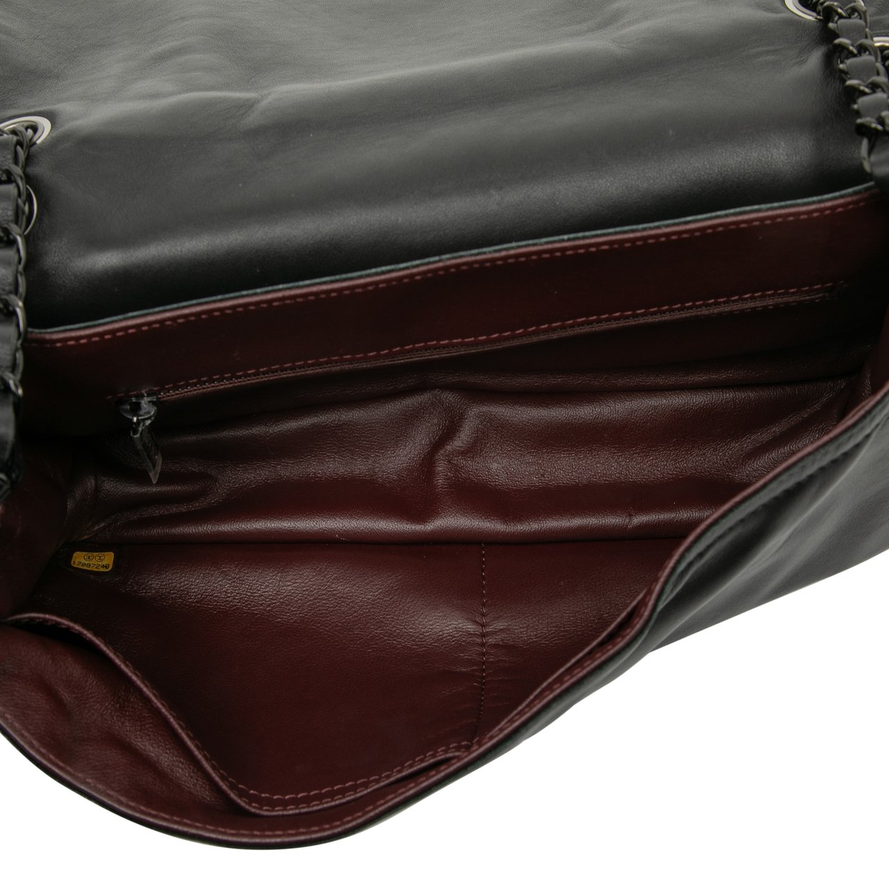 Chanel Large CC Quilted Lambskin and Shearling Single Flap Zwart