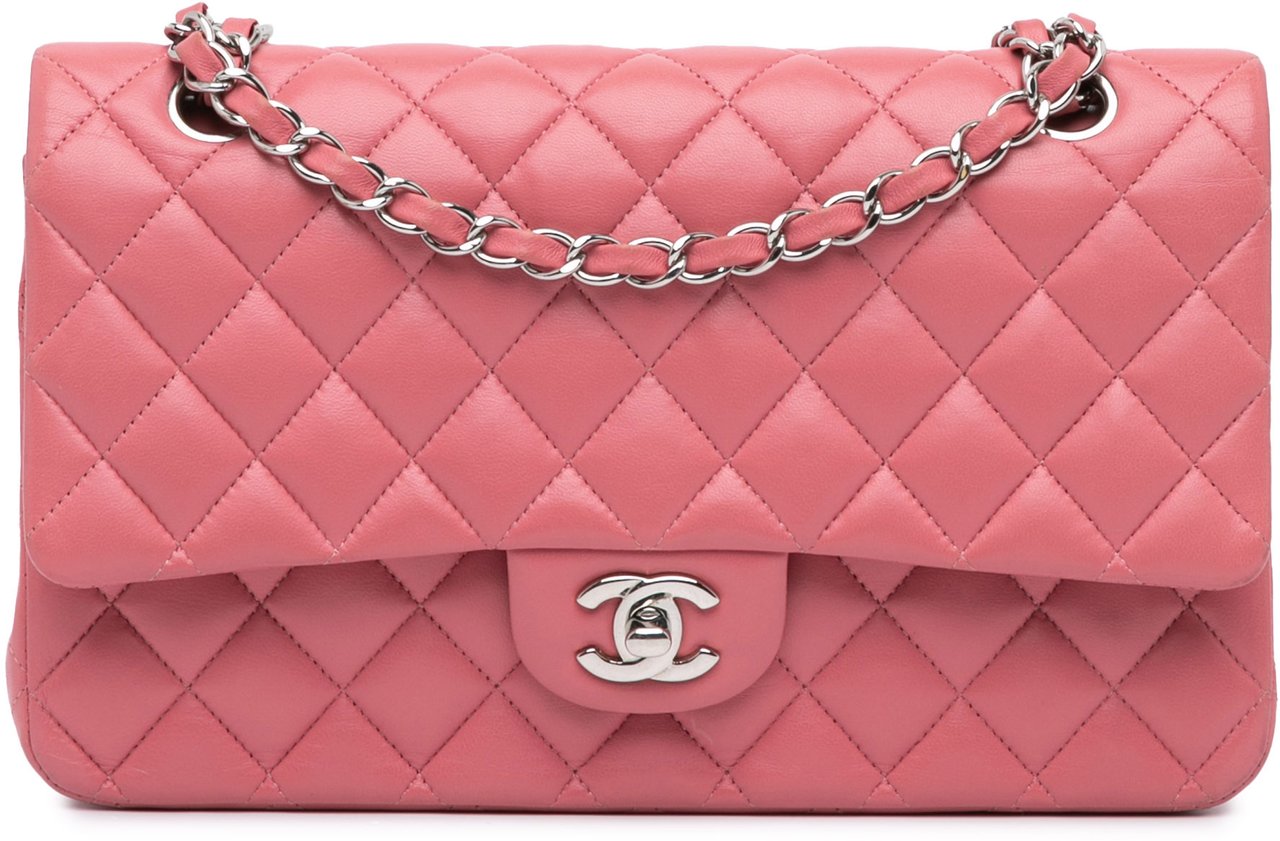Chanel Medium Classic Lambskin Double Flap Roze