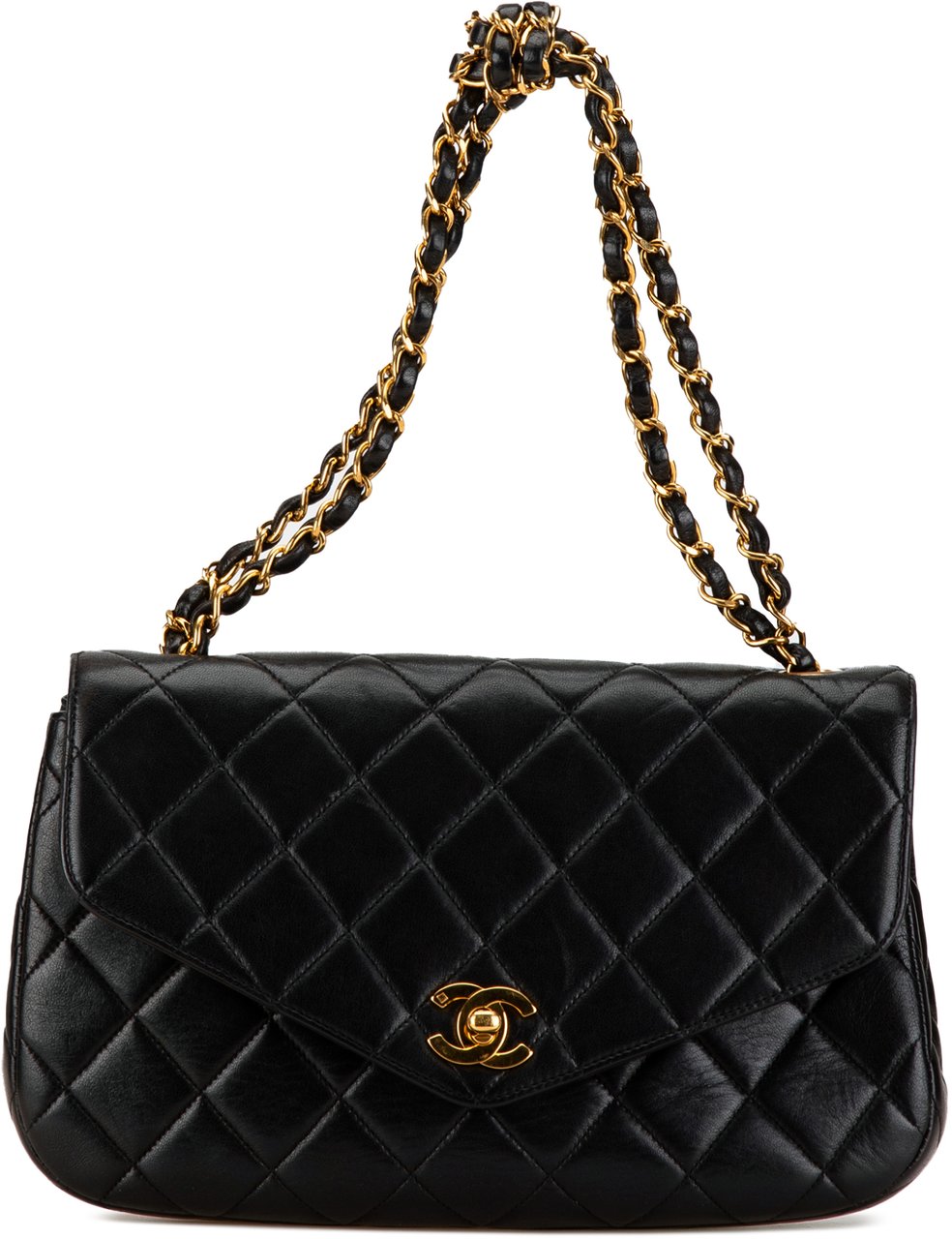 Chanel Quilted Lambskin Half Moon Single Flap Zwart