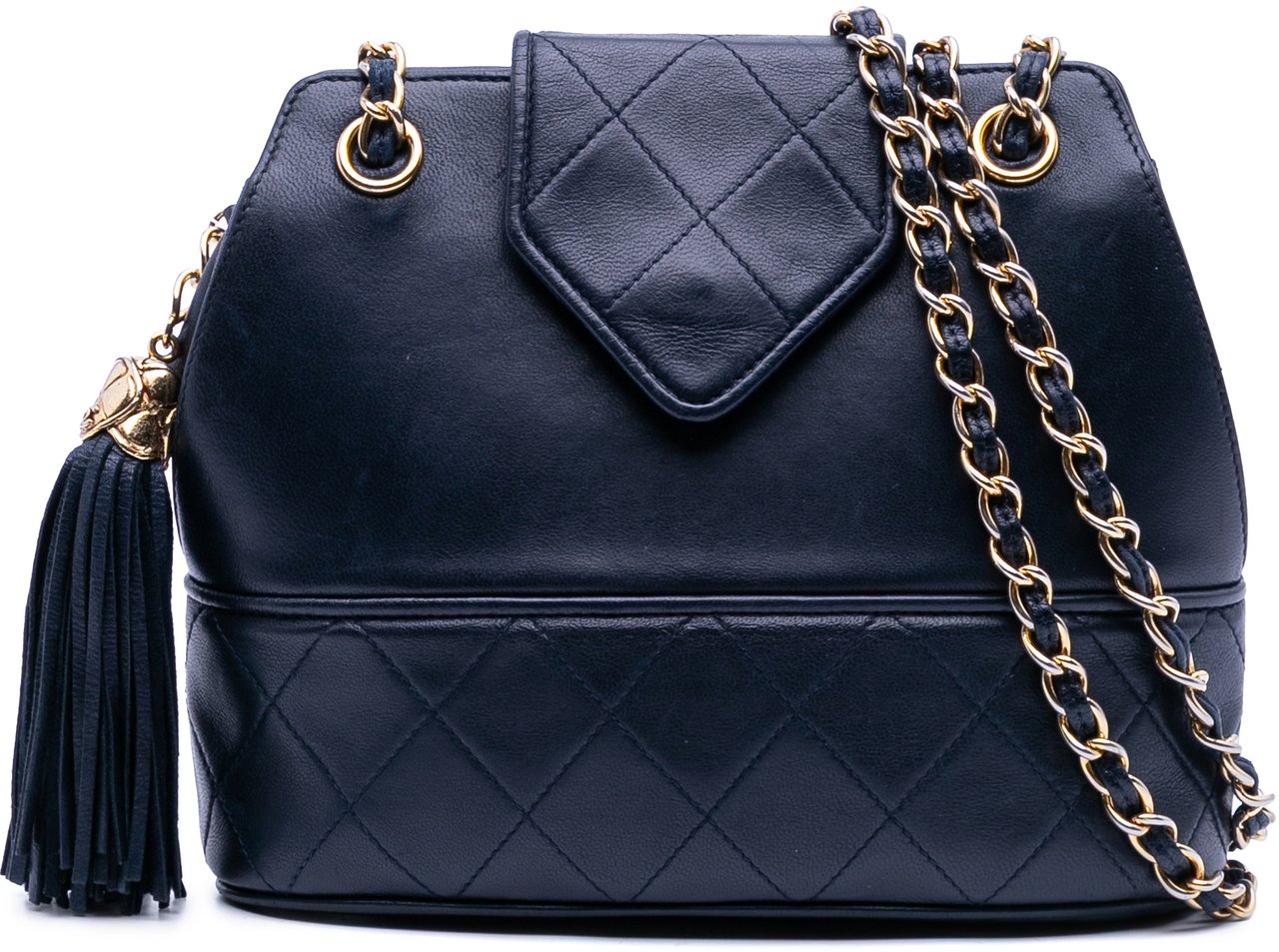 Chanel CC Quilted Lambskin Tassel Flap Blauw