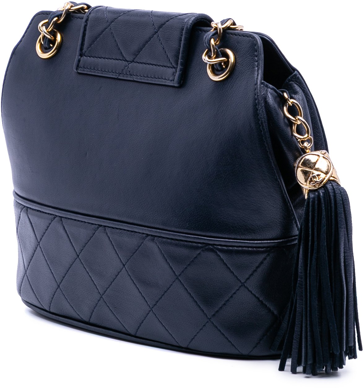Chanel CC Quilted Lambskin Tassel Flap Blauw