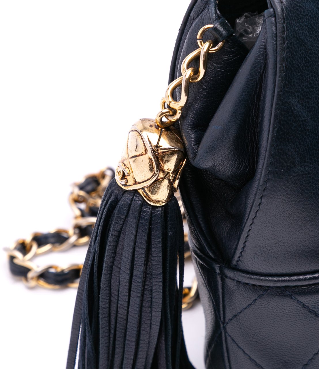 Chanel CC Quilted Lambskin Tassel Flap Blauw