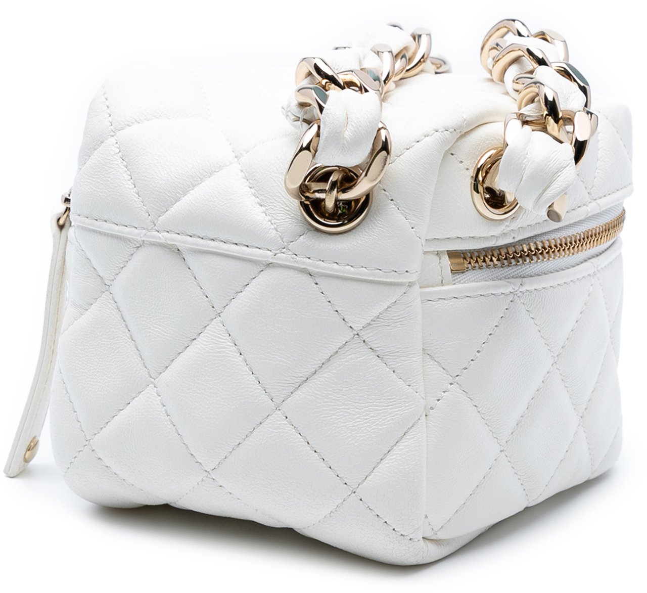 Chanel Quilted Lambskin Cube Chain Wristlet Case Wit