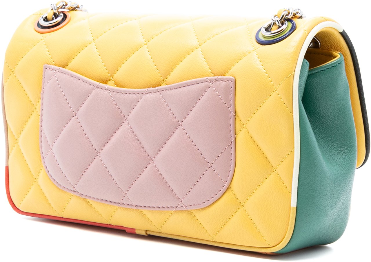 Chanel Small CC Quilted Multicolor Lambskin Acrylic Cuba Flap Geel