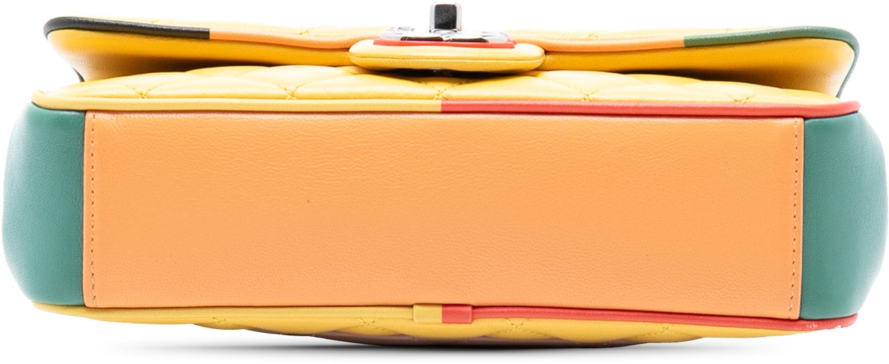 Chanel Small CC Quilted Multicolor Lambskin Acrylic Cuba Flap Geel