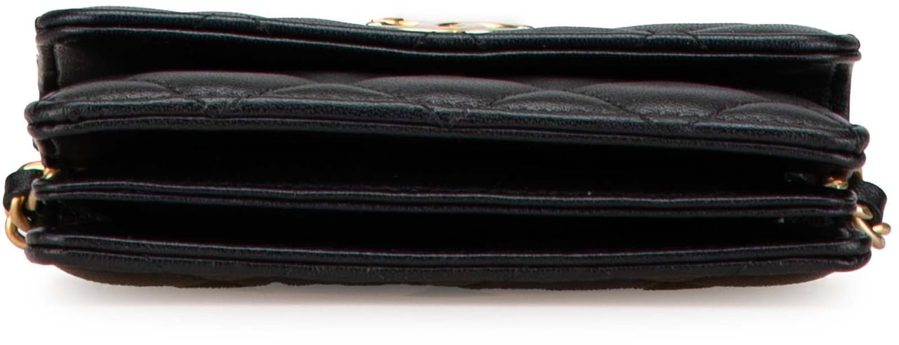 Chanel Quilted Lambskin Pearl Crown Clutch On Chain Zwart