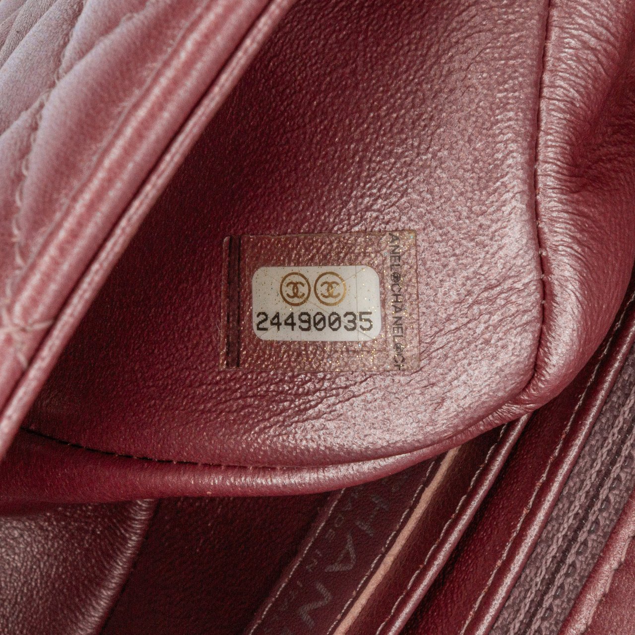 Chanel Mini Rectangular Classic Iridescent Lambskin Single Flap Roze