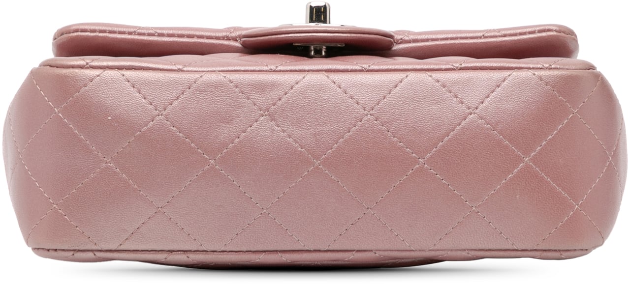 Chanel Mini Rectangular Classic Iridescent Lambskin Single Flap Roze