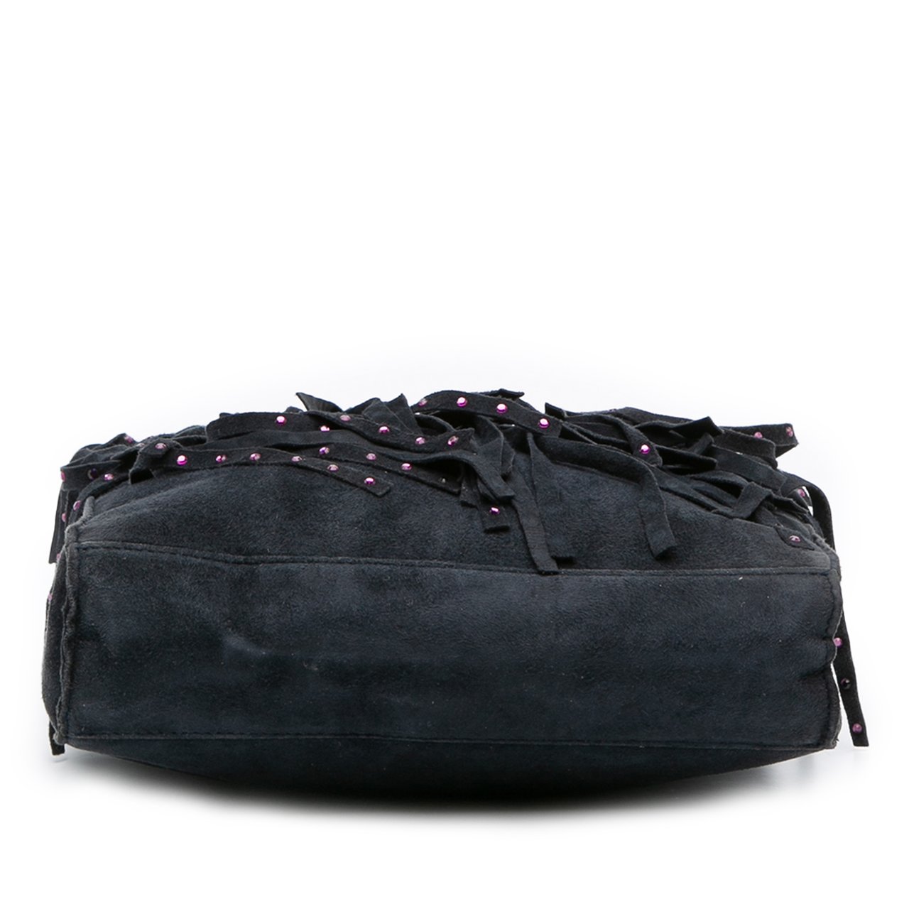 Chanel Mini Suede Studded Fringe Tote Zwart