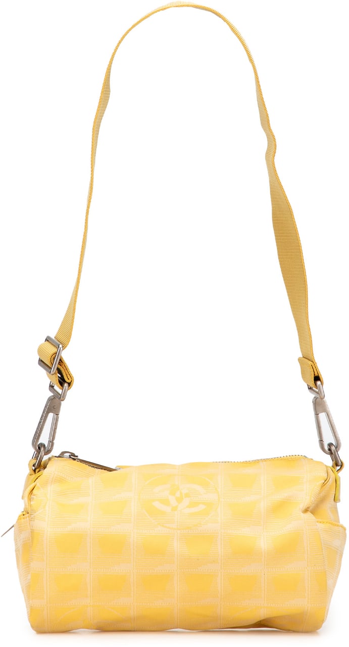Chanel New Travel Line Nylon Barrel Shoulder Bag Geel