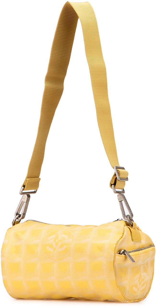 Chanel New Travel Line Nylon Barrel Shoulder Bag Geel