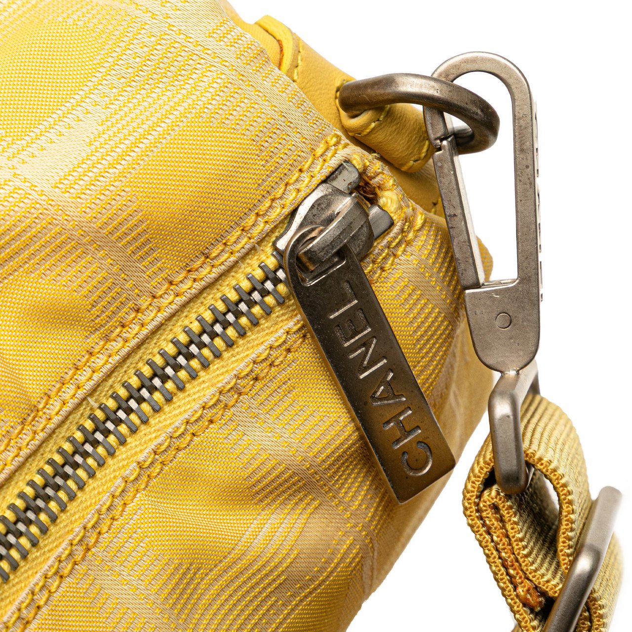 Chanel New Travel Line Nylon Barrel Shoulder Bag Geel