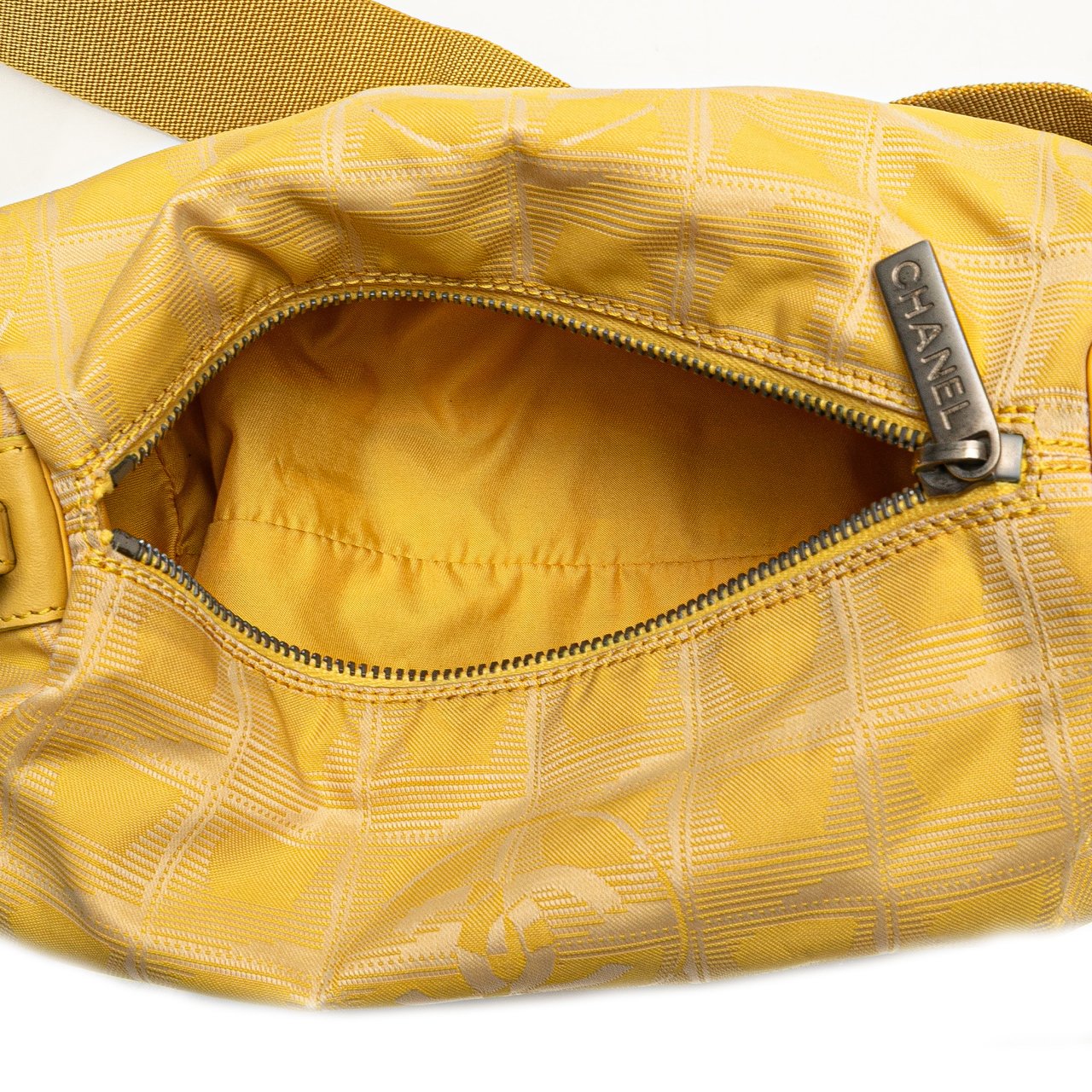 Chanel New Travel Line Nylon Barrel Shoulder Bag Geel
