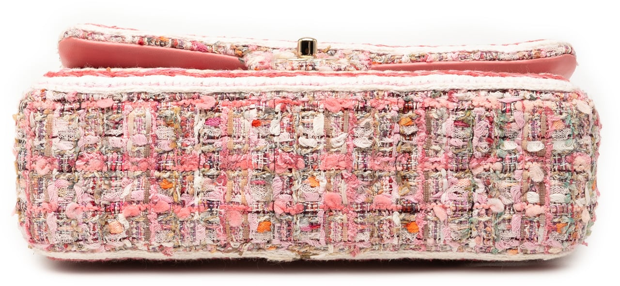 Chanel Medium Classic Quilted Tweed Braided Double Flap Roze