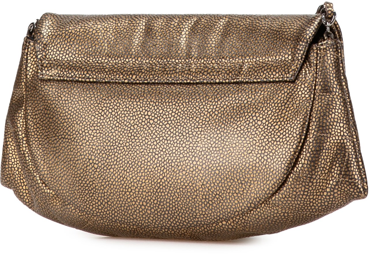 Chanel CC Metallic Caviar Half Moon Wallet on Chain Goud