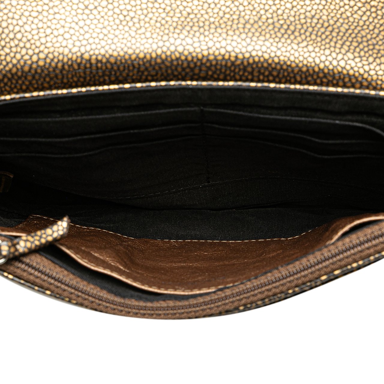 Chanel CC Metallic Caviar Half Moon Wallet on Chain Goud