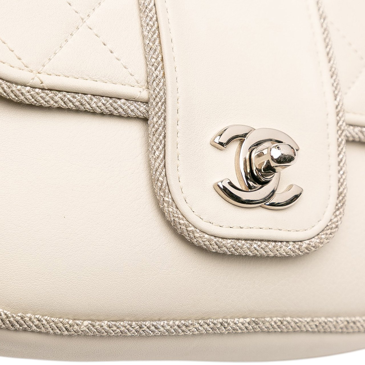 Chanel Mini Quilted Lambskin and Metallic Trim Elementary Chic Flap Wit