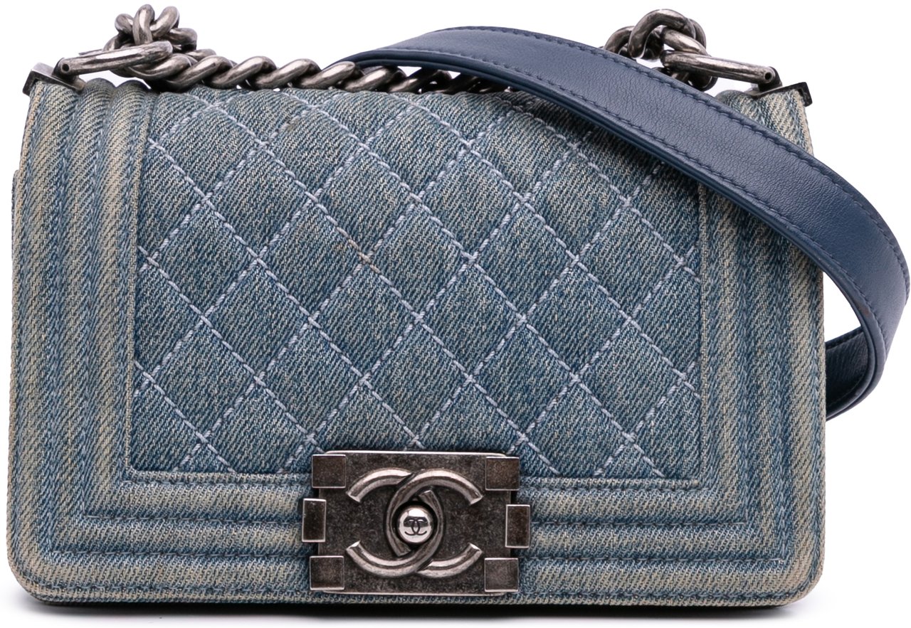 Chanel Small Quilted Denim Boy Flap Blauw