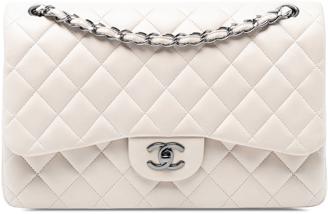 Chanel Jumbo Classic Lambskin Double Flap Wit