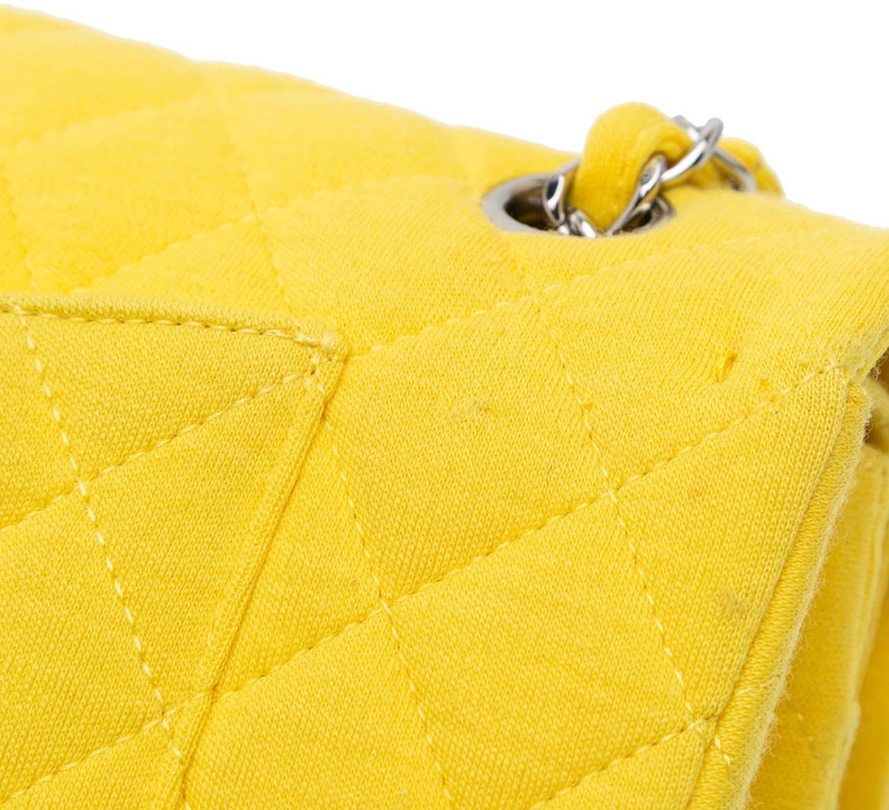 Chanel Medium Classic Jersey Double Flap Geel
