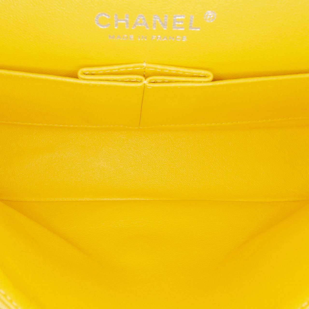 Chanel Medium Classic Jersey Double Flap Geel