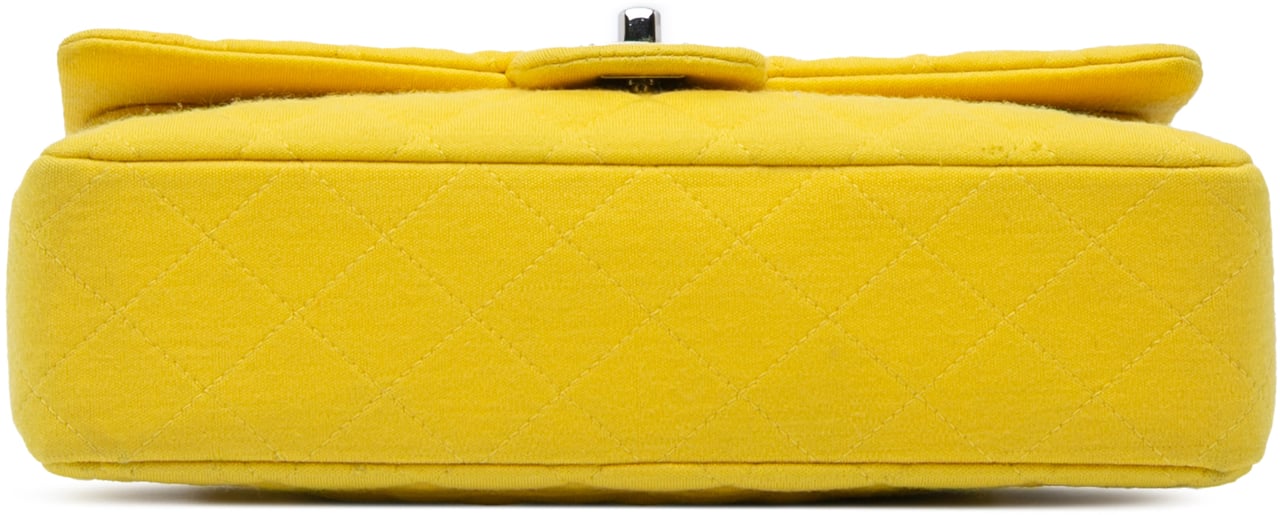 Chanel Medium Classic Jersey Double Flap Geel