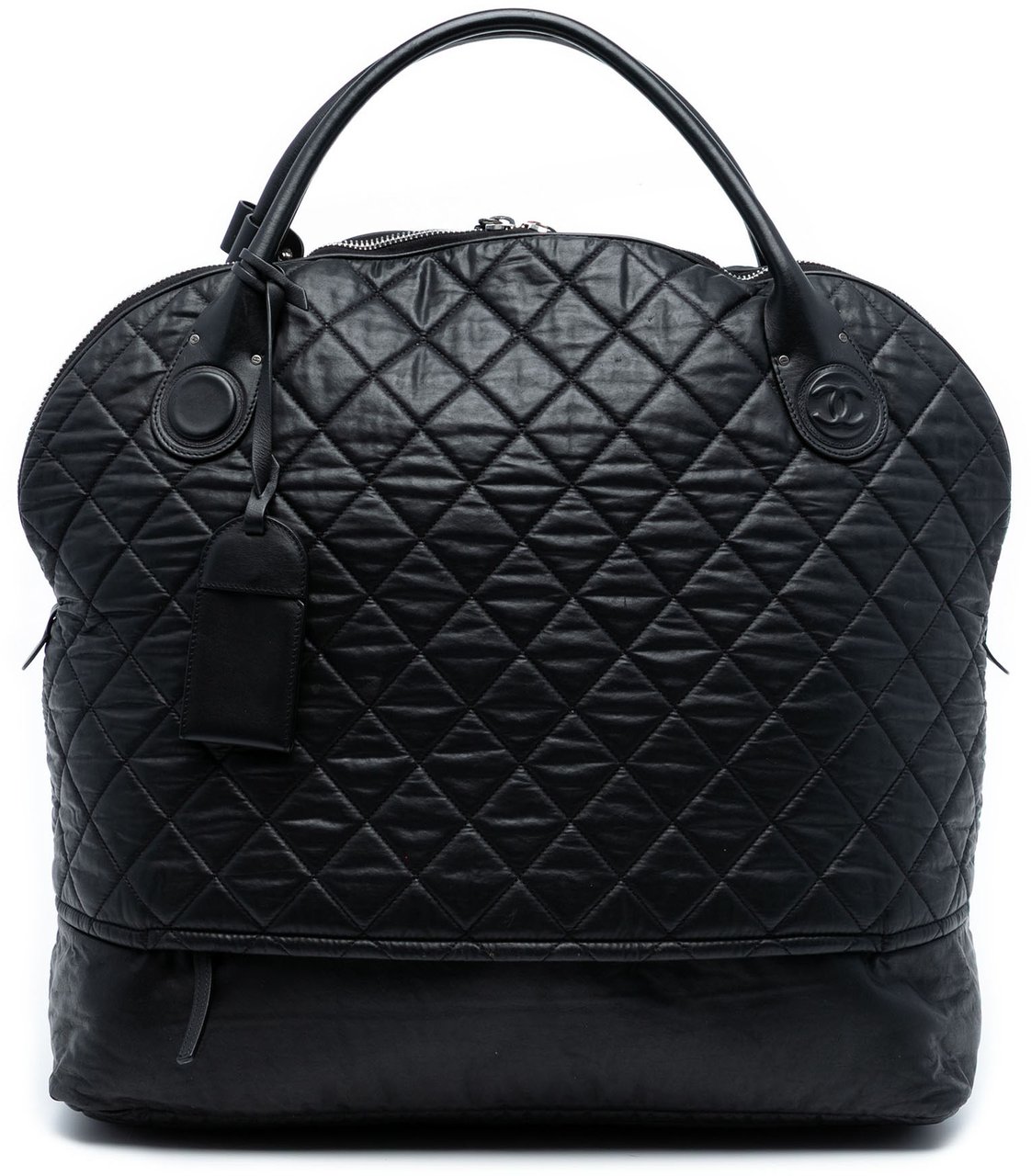 Chanel XL Quilted Coated Canvas Horizontal Sport Weekender Zwart
