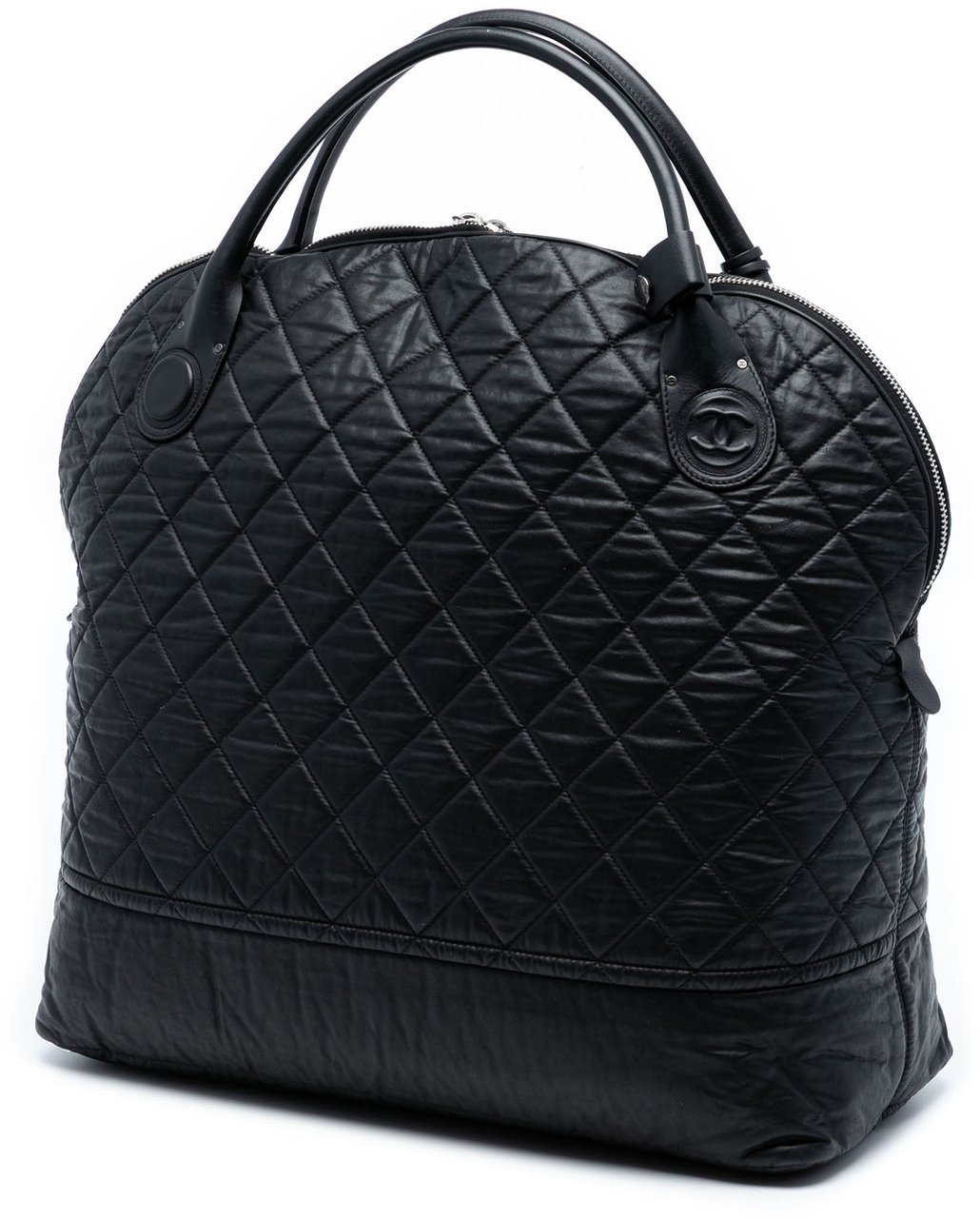 Chanel XL Quilted Coated Canvas Horizontal Sport Weekender Zwart