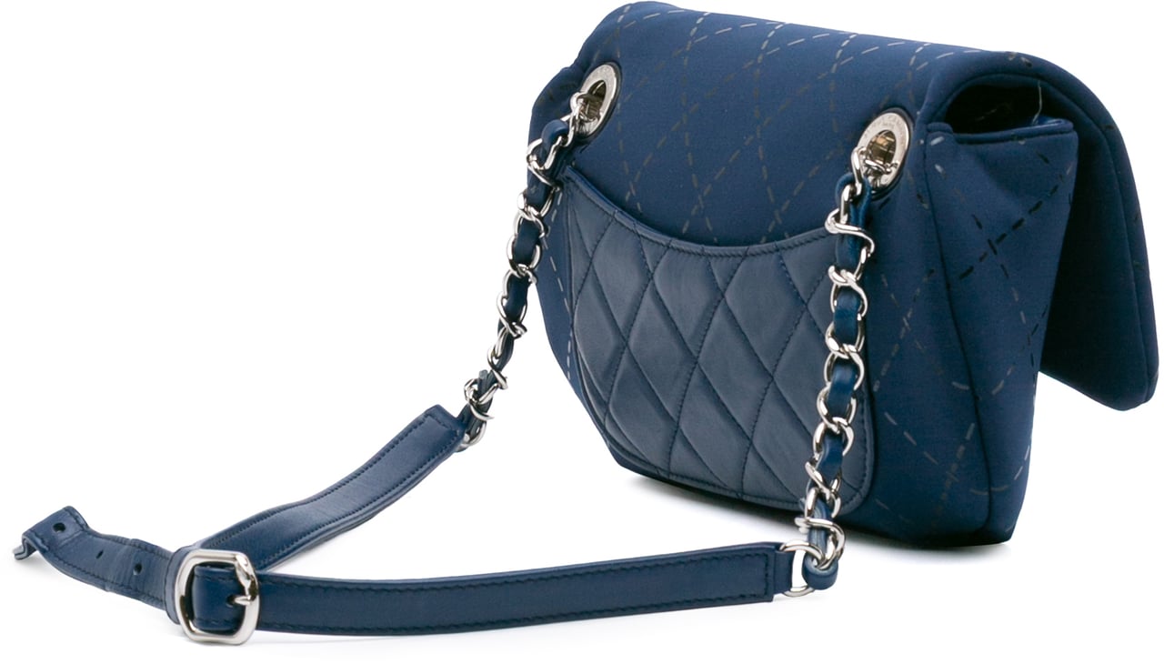 Chanel Classic Jersey Single Flap Blauw
