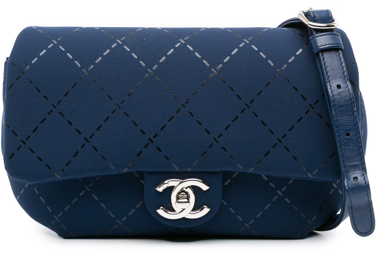 Chanel Classic Jersey Single Flap Blauw