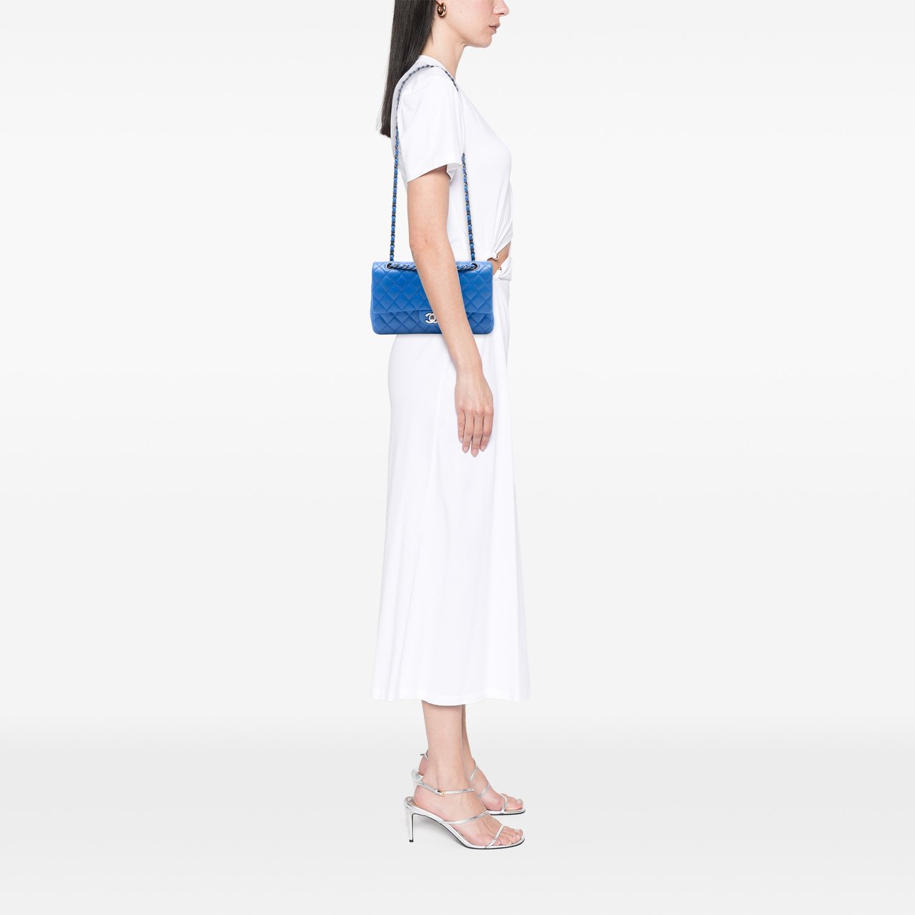 Chanel Medium Classic Caviar Double Flap Blauw