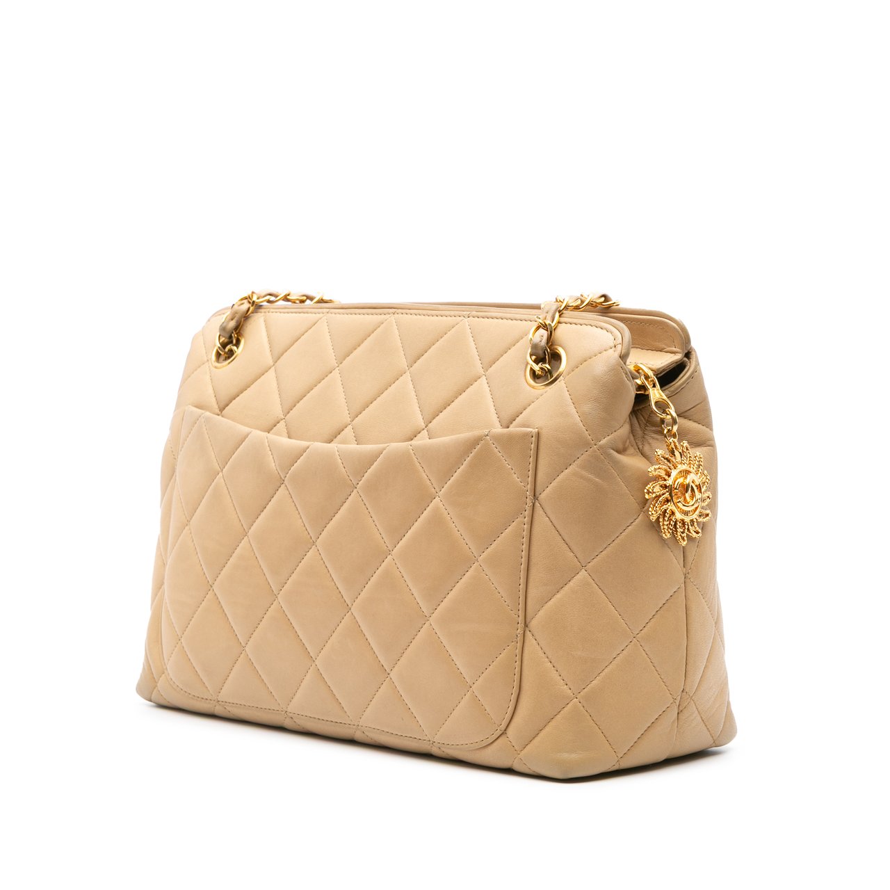 Chanel Quilted Lambskin Sun Charm Chain Crossbody Bruin
