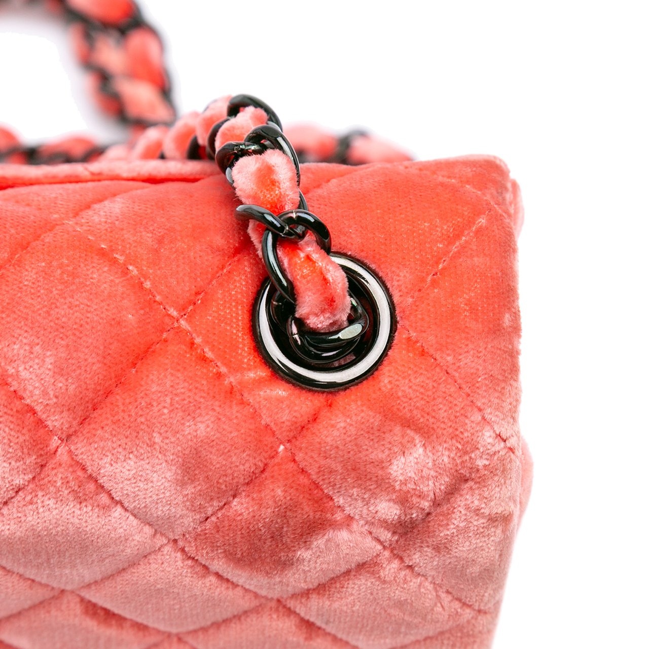 Chanel Mini Rectangular Classic Velvet Single Flap Oranje