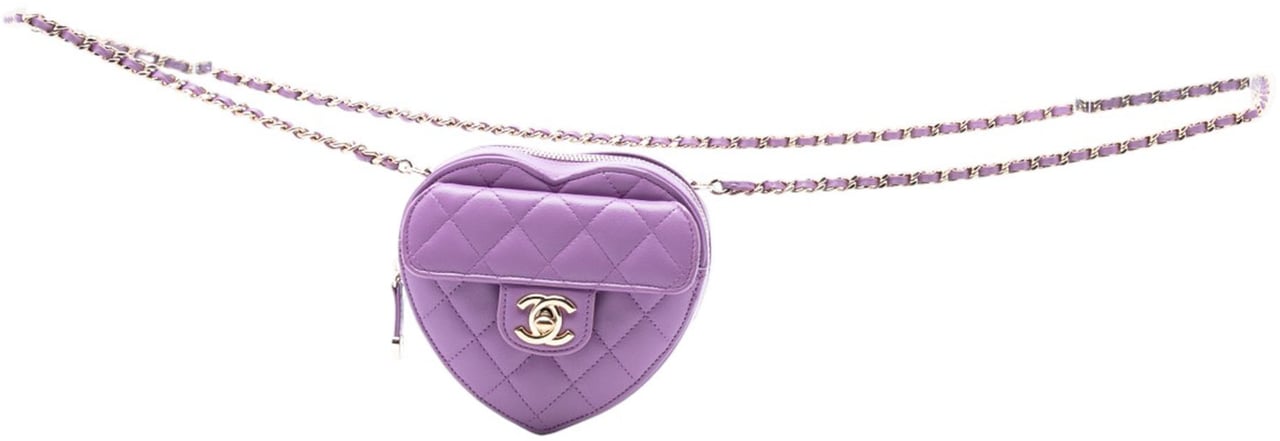 Chanel Mini Lambskin CC in Love Heart Crossbody Paars