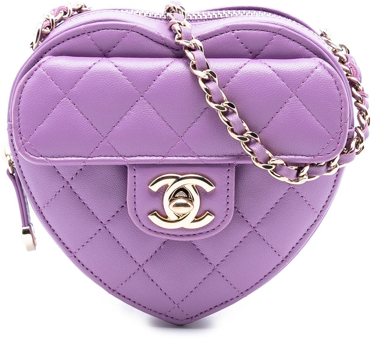 Chanel Mini Lambskin CC in Love Heart Crossbody Paars
