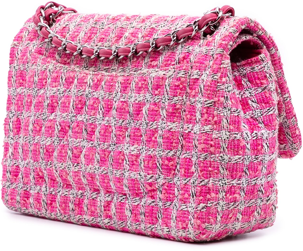 Chanel Jumbo Classic Tweed Double Flap Roze