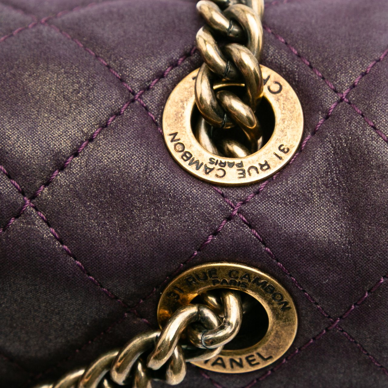 Chanel Small Quilted Iridescent Calfskin Shiva Flap Paars