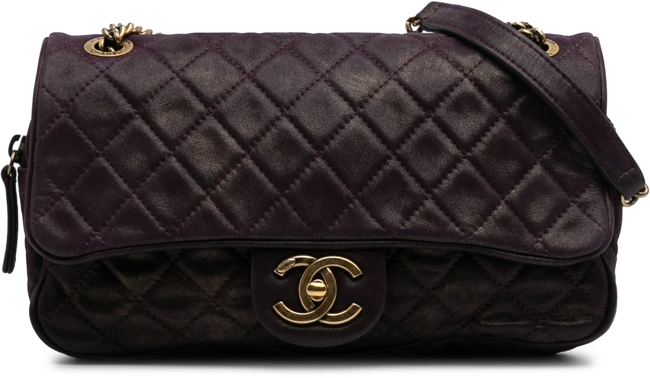 Chanel Small Quilted Iridescent Calfskin Shiva Flap Paars