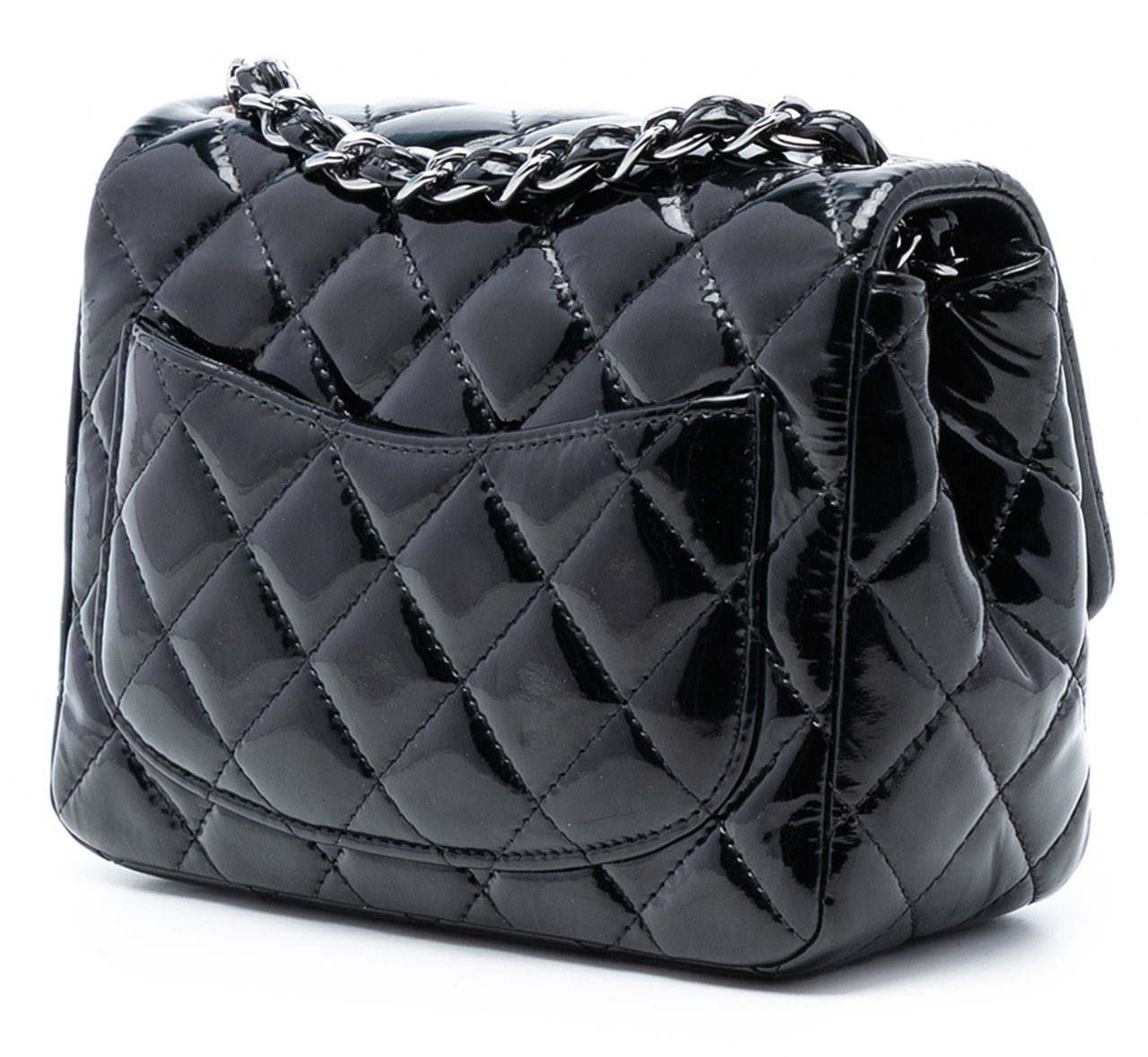 Chanel Mini Square Classic Patent Single Flap Zwart