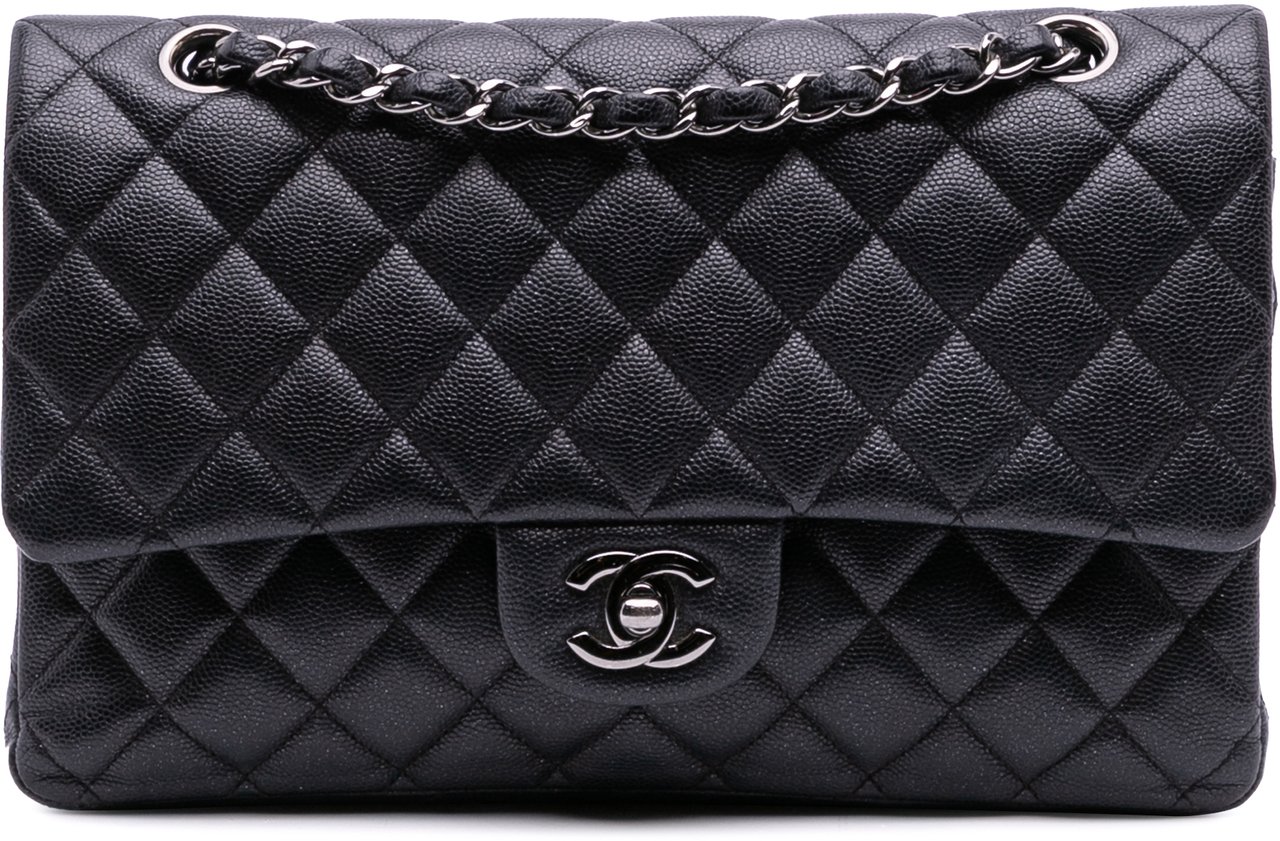 Chanel Medium Classic Caviar Double Flap Zwart