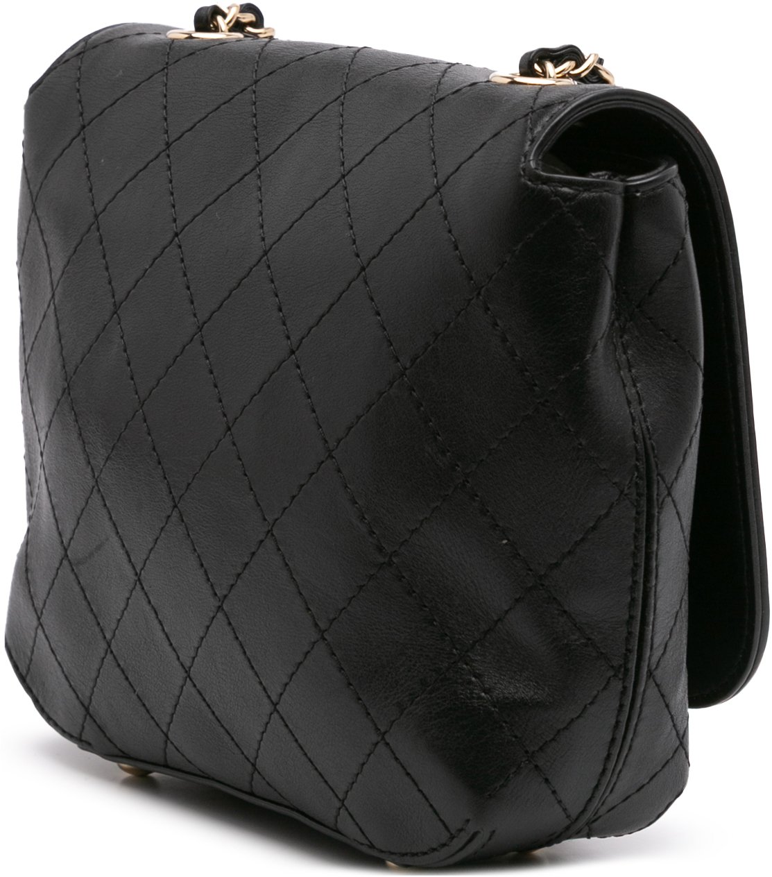 Chanel Small Stitched Calfskin Covered CC Flap Zwart