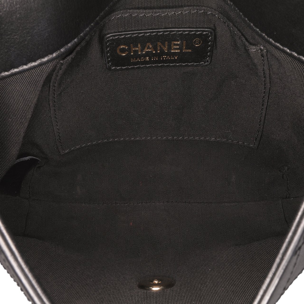 Chanel Small Stitched Calfskin Covered CC Flap Zwart