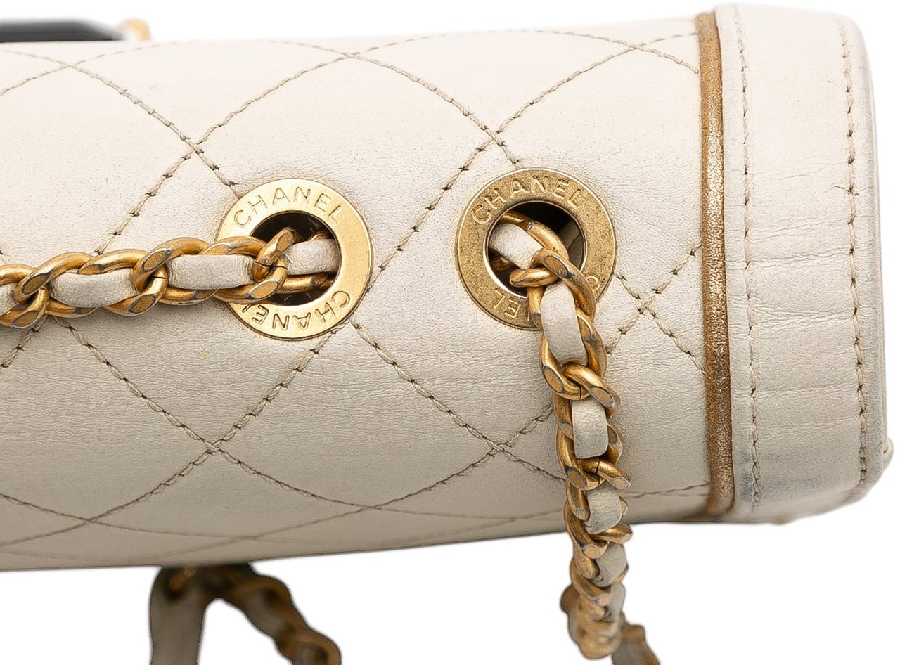 Chanel Medium Quilted Calfskin Octagon CC Clasp Flap Wit