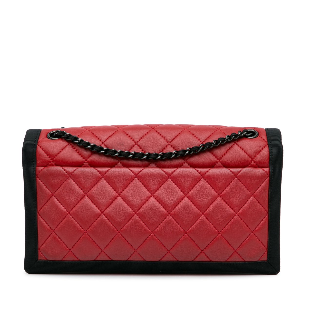 Chanel CC Grossgrain trim Lambskin Flap Shoulder Bag Rood