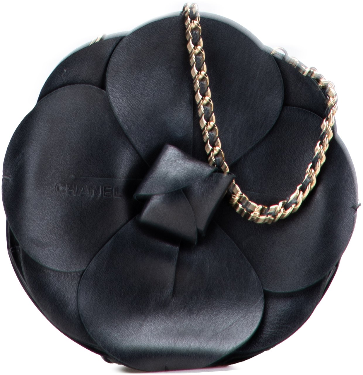 Chanel Lambskin and Satin Camellia Flower Evening Bag Zwart