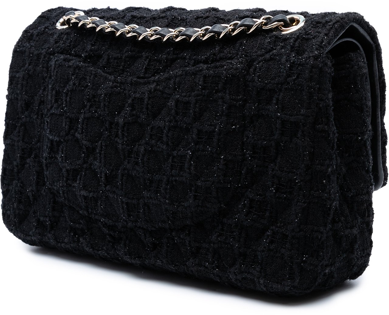 Chanel Medium Classic Tweed Single Flap Zwart