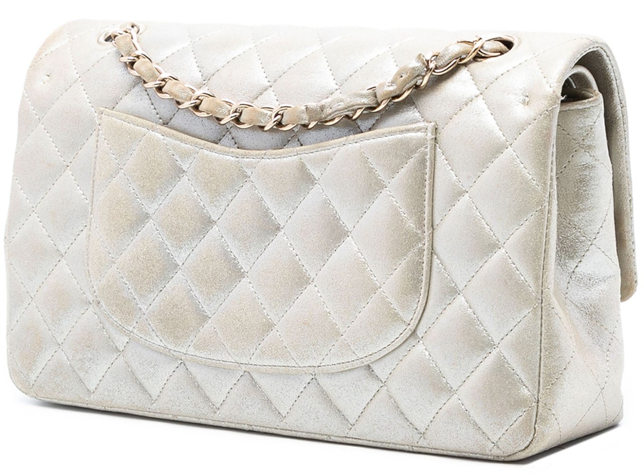 Chanel Medium Classic Iridescent Lambskin Double Flap Goud