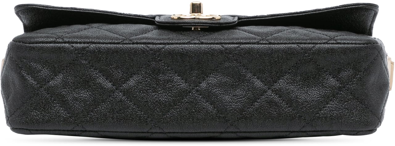 Chanel CC Bicolor Quilted Caviar Single Flap Zwart