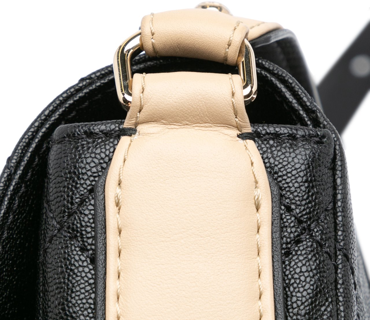 Chanel CC Bicolor Quilted Caviar Single Flap Zwart